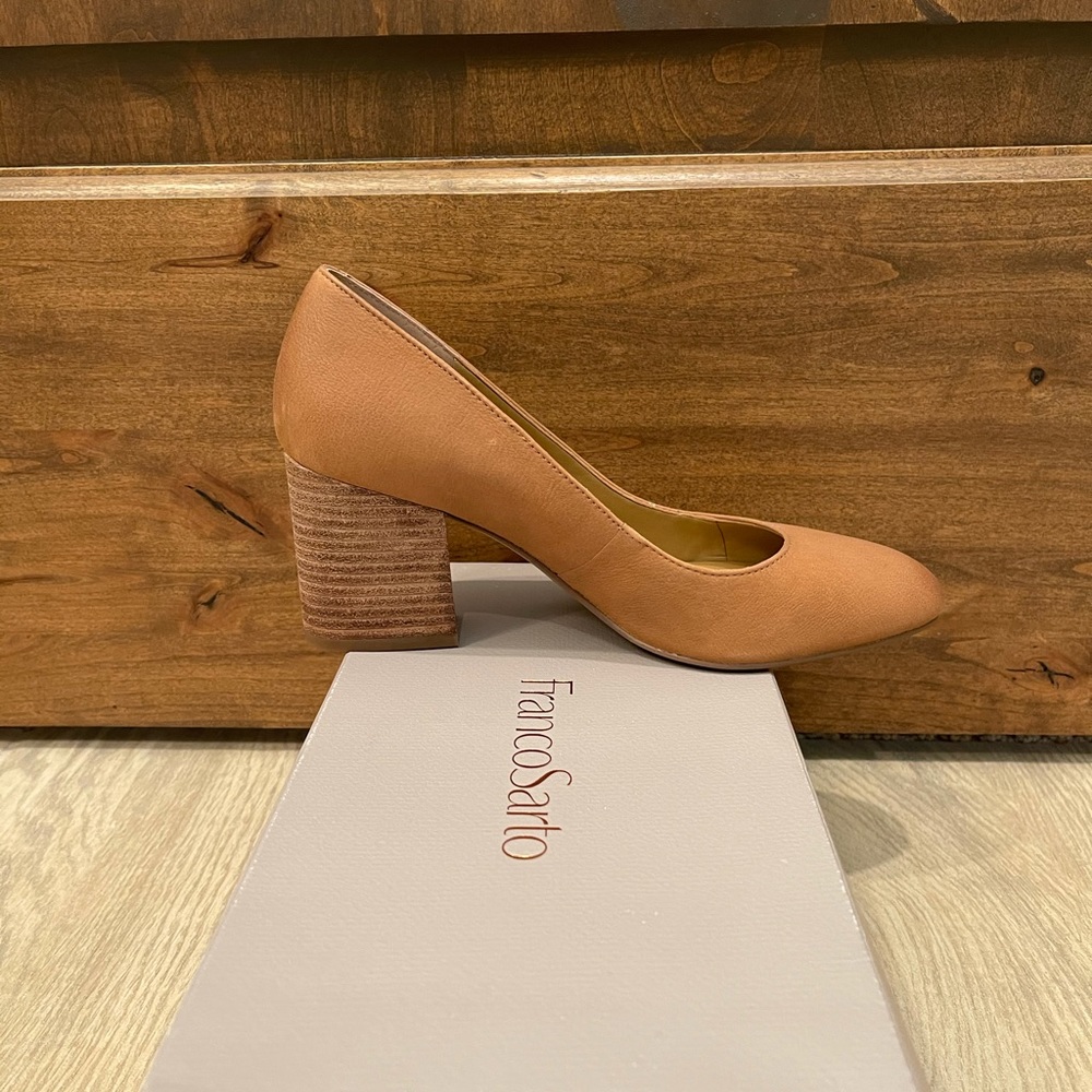Franco Sarto Optimum Tan leather heels size 6 NWT - Picture 1 of 11